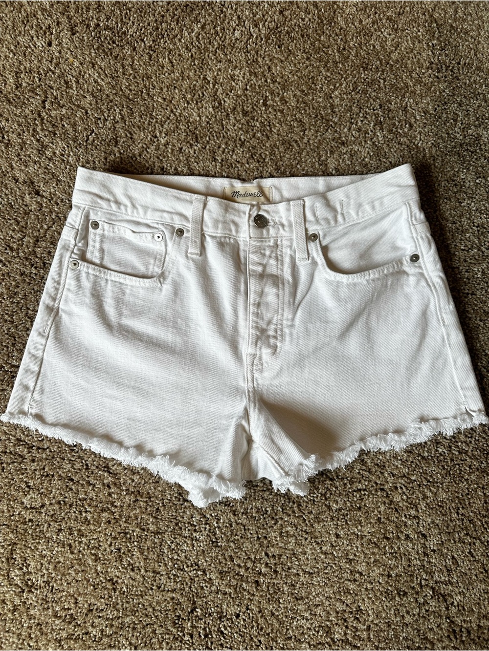Madewell White Denim Relaxed Shorts